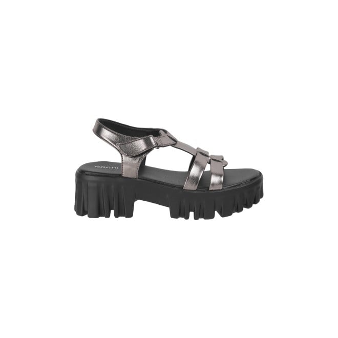 Mochi Women Gun-metal Casual Sandals (SKU: 33-1043-29-36)