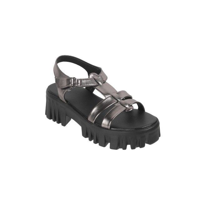 Mochi Women Gun-metal Casual Sandals (SKU: 33-1043-29-37)