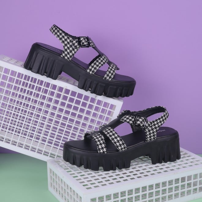 Mochi Women Black Casual Sandals