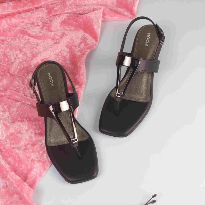 Mochi Women Black Casual Sandals