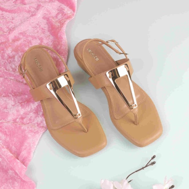 Mochi Women Beige Casual Sandals