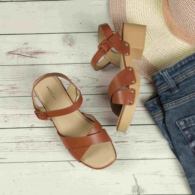 Mochi Women Tan Casual Sandals