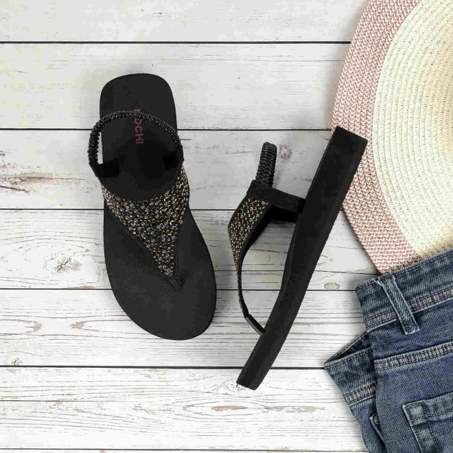 Mochi Women Black Casual Sandals