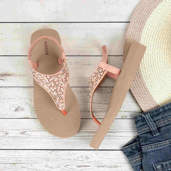 Mochi Women Rose-gold Casual Sandals