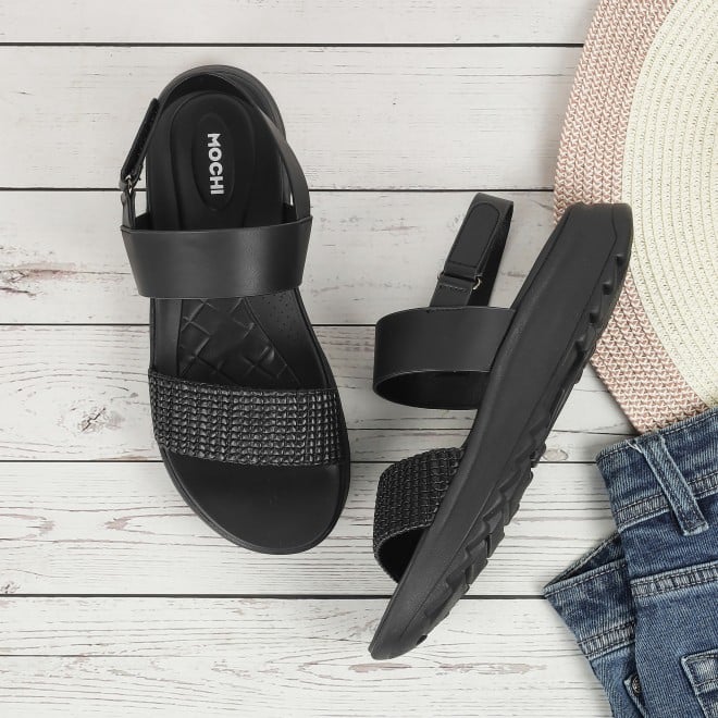 Mochi Women Black Casual Sandals