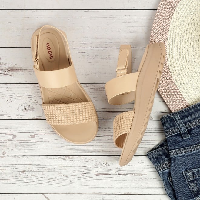 Mochi Women Beige Casual Sandals