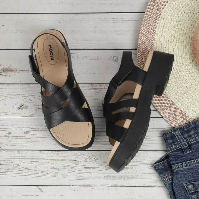 Mochi Women Black Casual Sandals