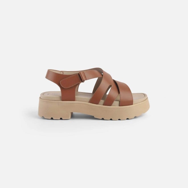 Mochi Women Tan Casual Sandals (SKU: 33-1224-23-36)