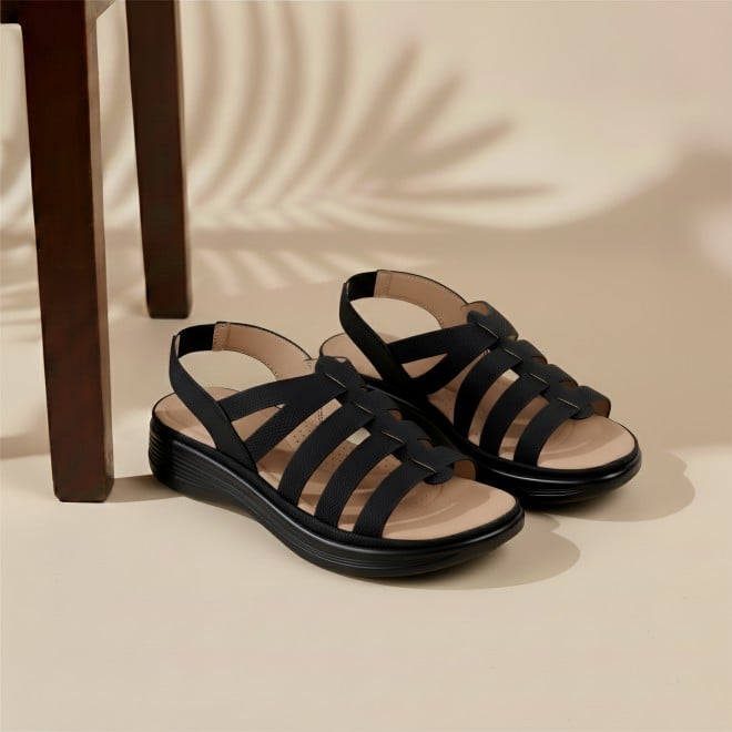 Mochi Women Black Casual Sandals
