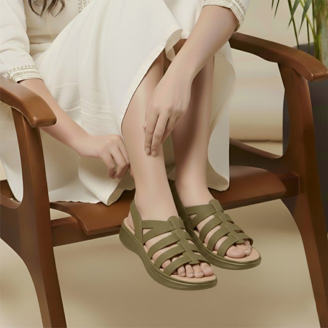 Mochi Women Khaki Casual Sandals (SKU: 33-1227-62-36)