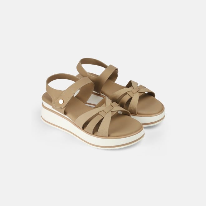 Mochi Women Beige Casual Sandals (SKU: 33-1228-20-36)