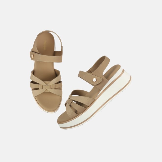 Mochi Women Beige Casual Sandals (SKU: 33-1228-20-36)
