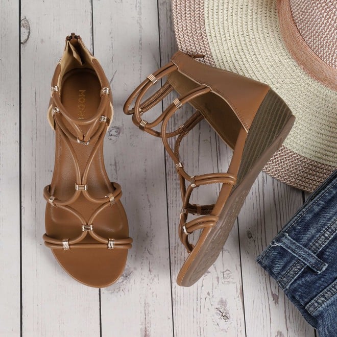 Mochi Women Beige Casual Gladiators (SKU: 33-1229-20-36)