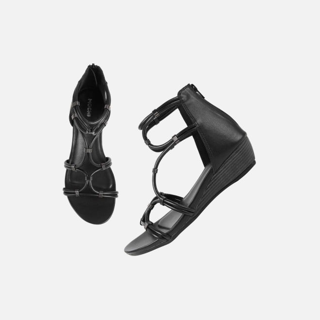 Mochi Women Black Casual Gladiators (SKU: 33-1229-11-36)