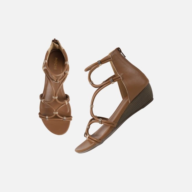 Mochi Women Beige Casual Gladiators (SKU: 33-1229-20-36)
