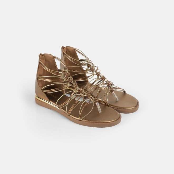 Mochi Women Antic-gold Casual Gladiators (SKU: 33-1231-28-36)