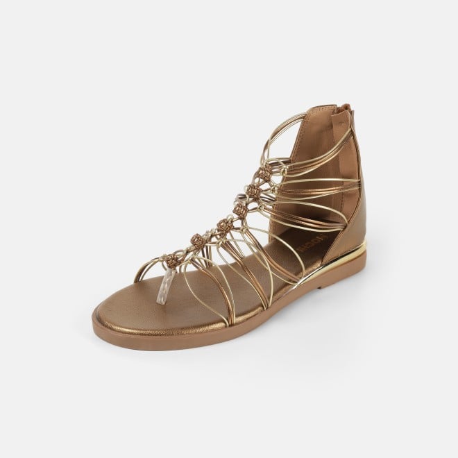 Mochi Women Antic-gold Casual Gladiators (SKU: 33-1231-28-36)