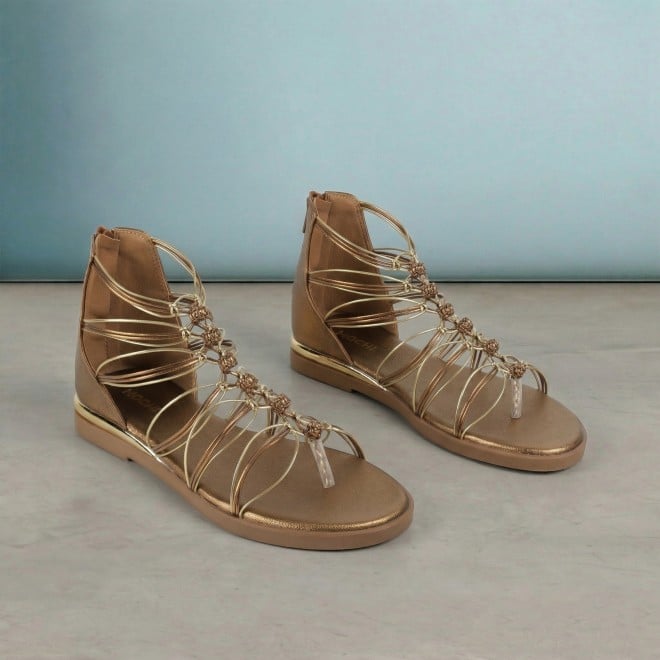 Mochi Women Antic-gold Casual Gladiators (SKU: 33-1231-28-36)