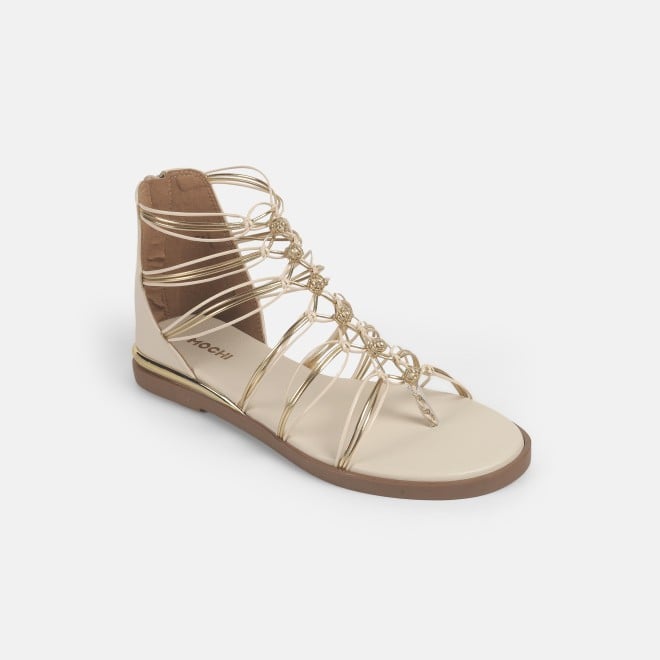 Mochi Women Beige Casual Gladiators
