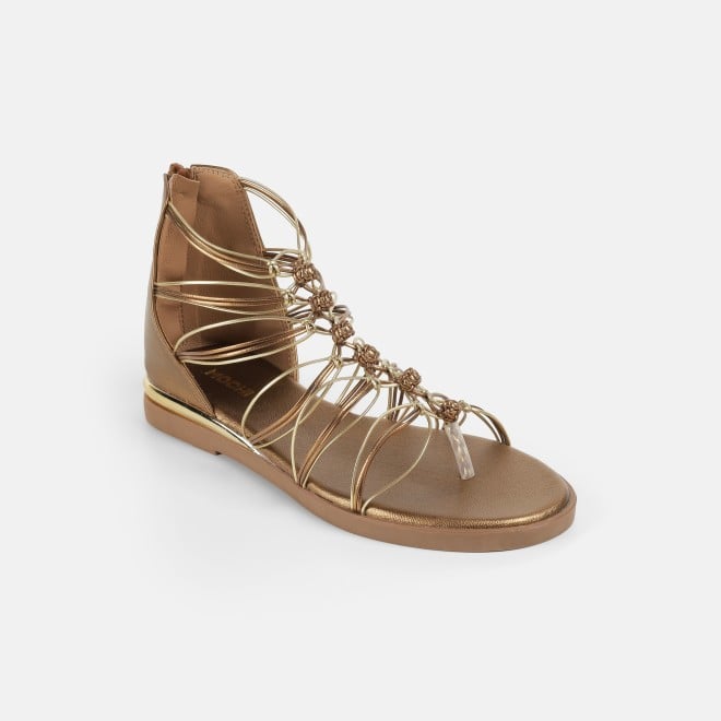 Mochi Women Antic-gold Casual Gladiators (SKU: 33-1231-28-36)