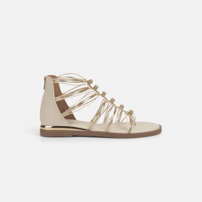 Mochi Women Beige Casual Gladiators (SKU: 33-1231-20-40)