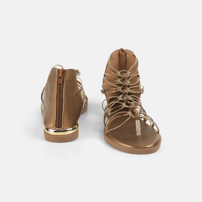 Mochi Women Antic-gold Casual Gladiators (SKU: 33-1231-28-36)