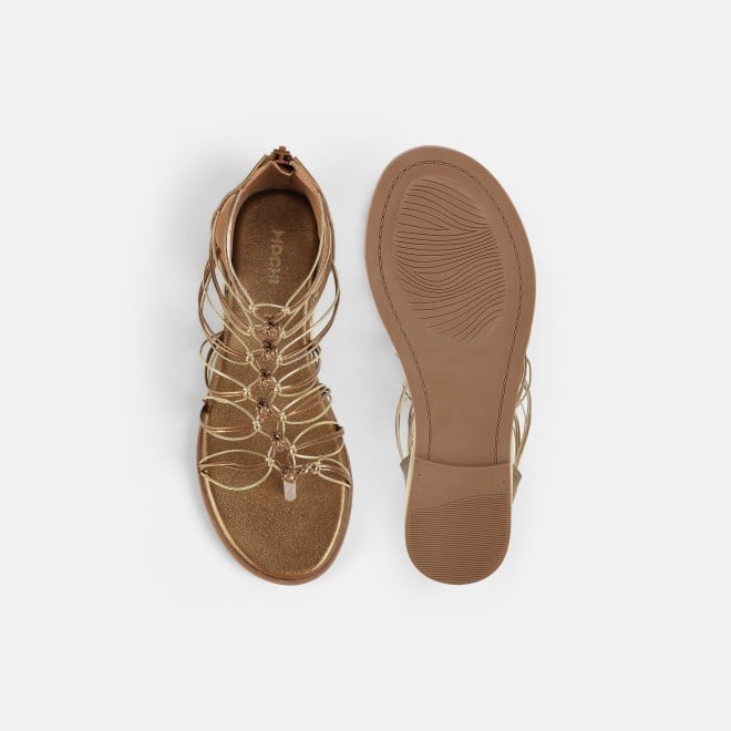 Mochi Women Antic-gold Casual Gladiators (SKU: 33-1231-28-36)