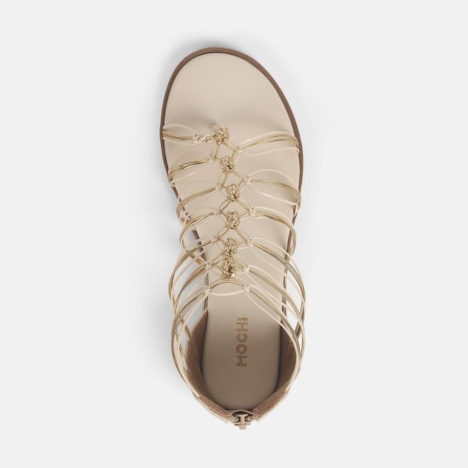 Mochi Women Beige Casual Gladiators (SKU: 33-1231-20-40)