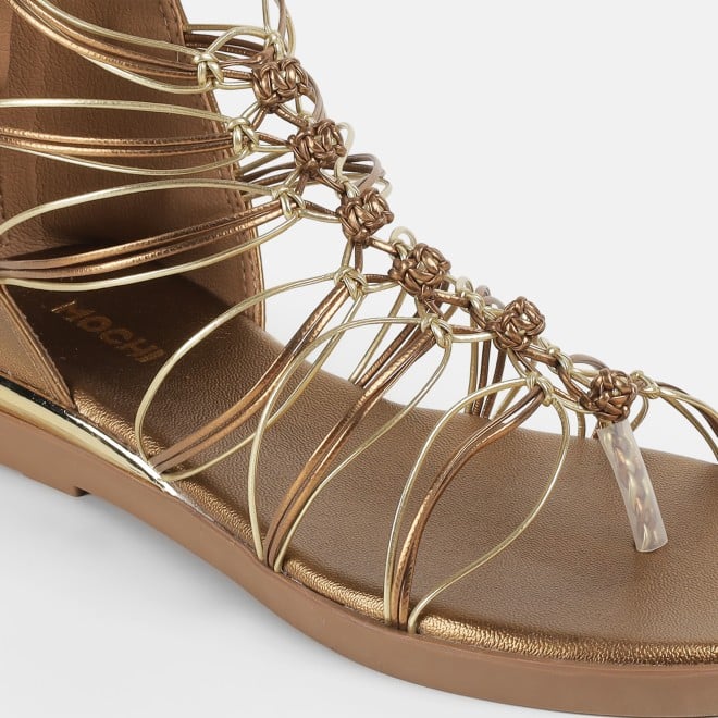Mochi Women Antic-gold Casual Gladiators (SKU: 33-1231-28-36)