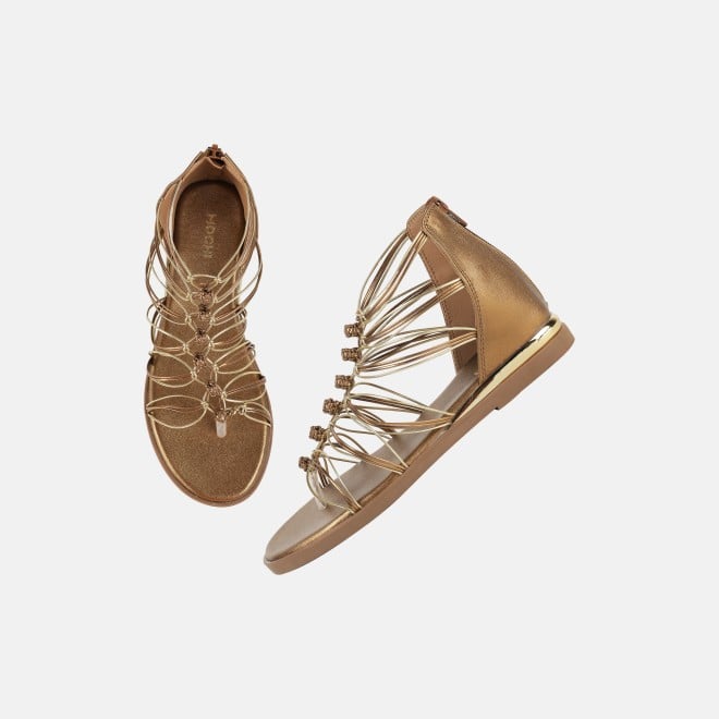 Mochi Women Antic-gold Casual Gladiators (SKU: 33-1231-28-36)