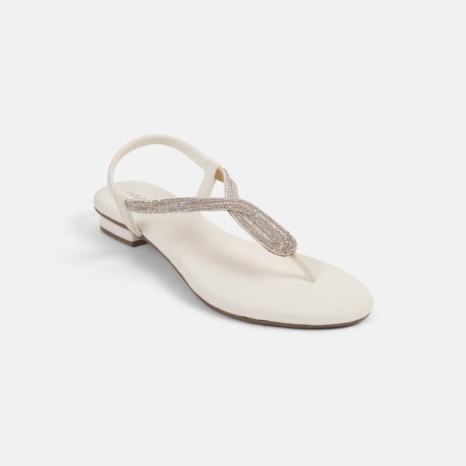 Mochi Women White Casual Sandals