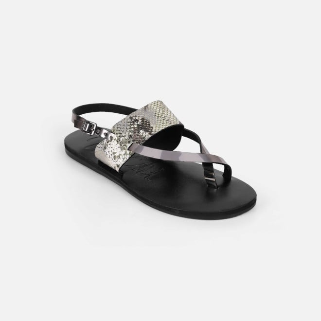 Mochi Women Gun-metal Casual Sandals