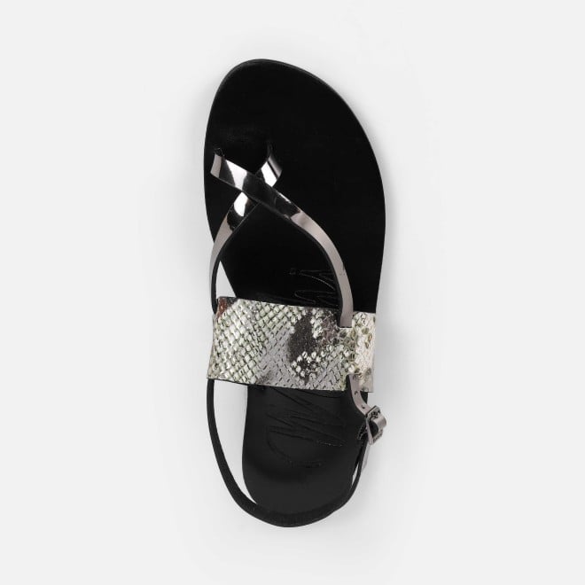 Mochi Women Gun-metal Casual Sandals (SKU: 33-1235-29-36)