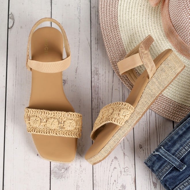 Mochi Women Beige Casual Sandals (SKU: 33-1255-20-36)