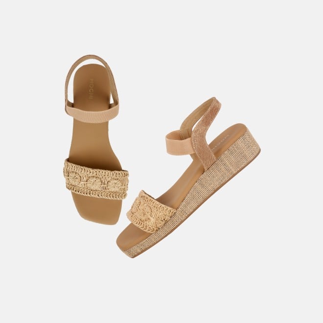 Mochi Women Beige Casual Sandals (SKU: 33-1255-20-36)