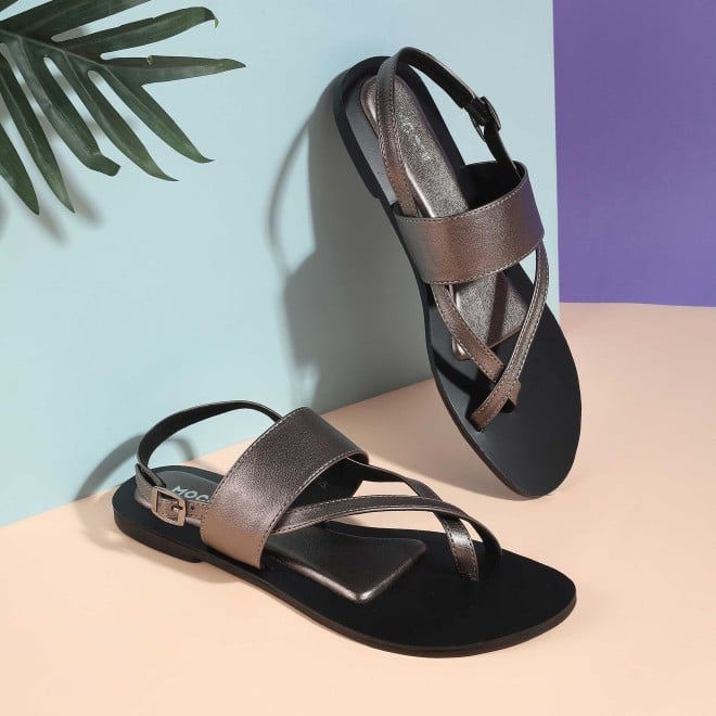 Mochi Women Gun-metal Casual Sandals