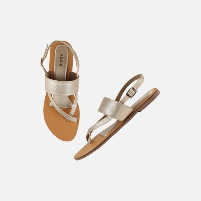 Mochi Women Gold Casual Sandals (SKU: 33-1260-15-36)
