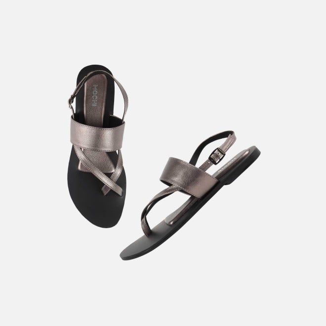 Mochi Women Gun-metal Casual Sandals (SKU: 33-1260-29-39)