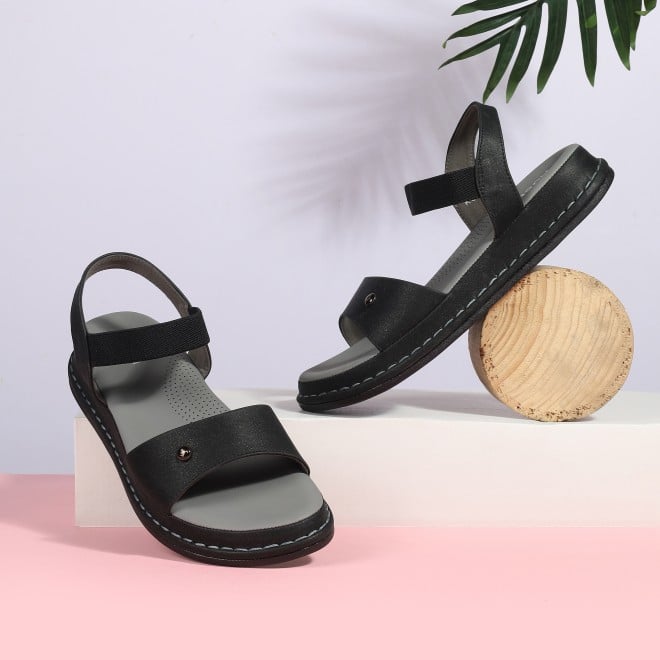 Mochi Women Black Casual Sandals