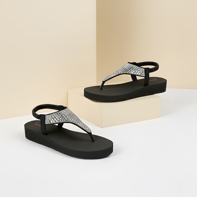 Mochi Women Black Casual Sandals