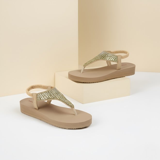 Mochi Women Beige Casual Sandals