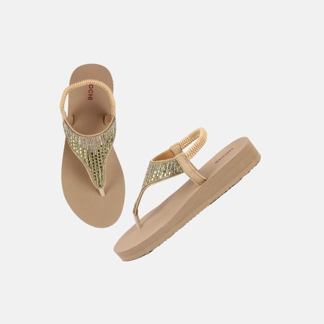 Mochi Women Beige Casual Sandals (SKU: 33-1310-20-40)