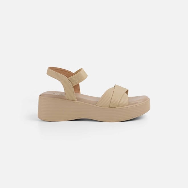 Mochi Women Beige Casual Sandals (SKU: 33-1338-20-36)