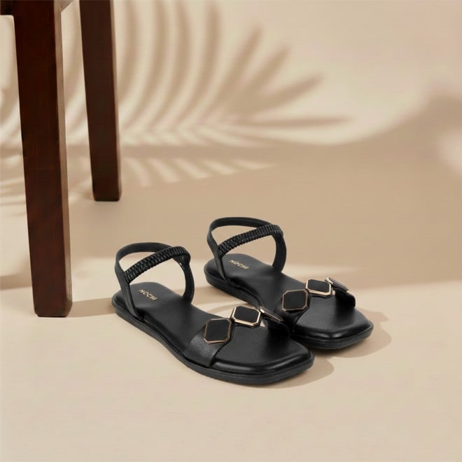 Mochi Women Black Casual Sandals