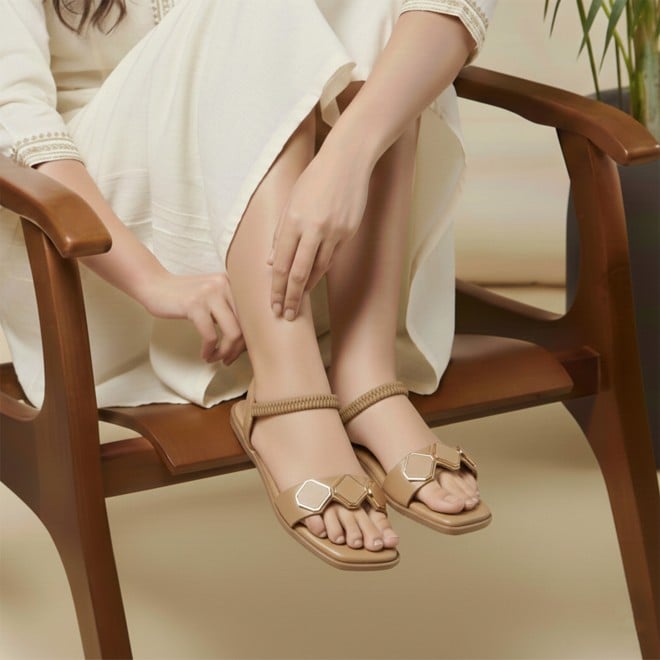 Mochi Women Beige Casual Sandals (SKU: 33-1341-20-36)