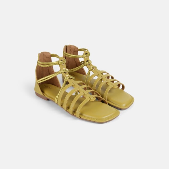 Mochi Women Yellow Casual Gladiators (SKU: 33-1344-33-37)