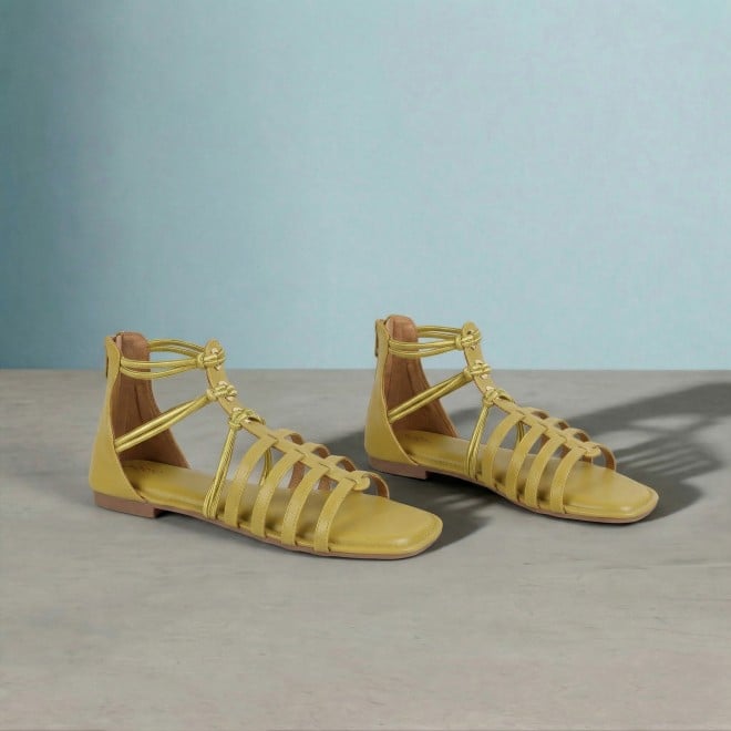 Mochi Women Yellow Casual Gladiators