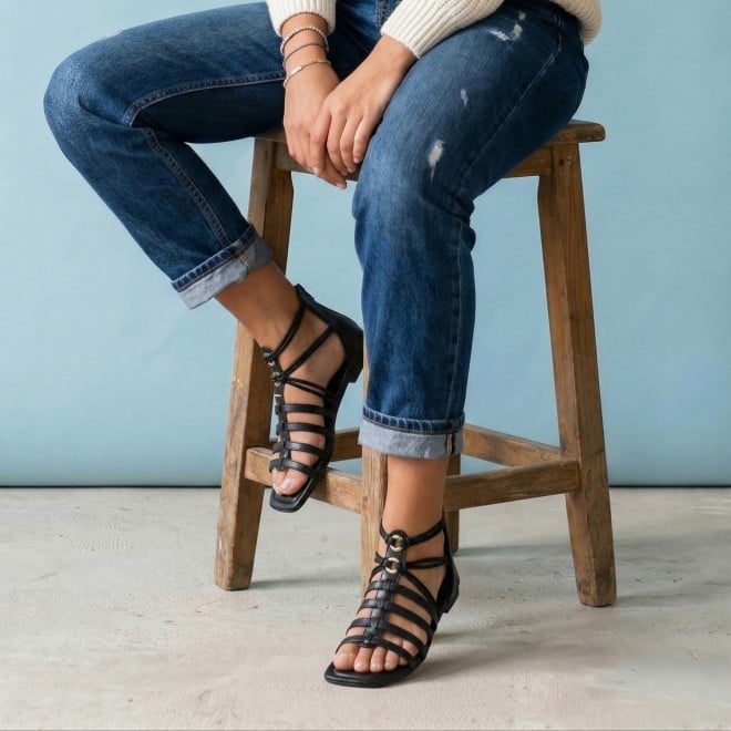 Mochi Women Black Casual Gladiators (SKU: 33-1344-11-36)