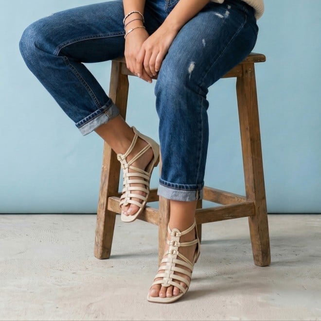 Mochi Women Beige Casual Gladiators (SKU: 33-1344-20-36)