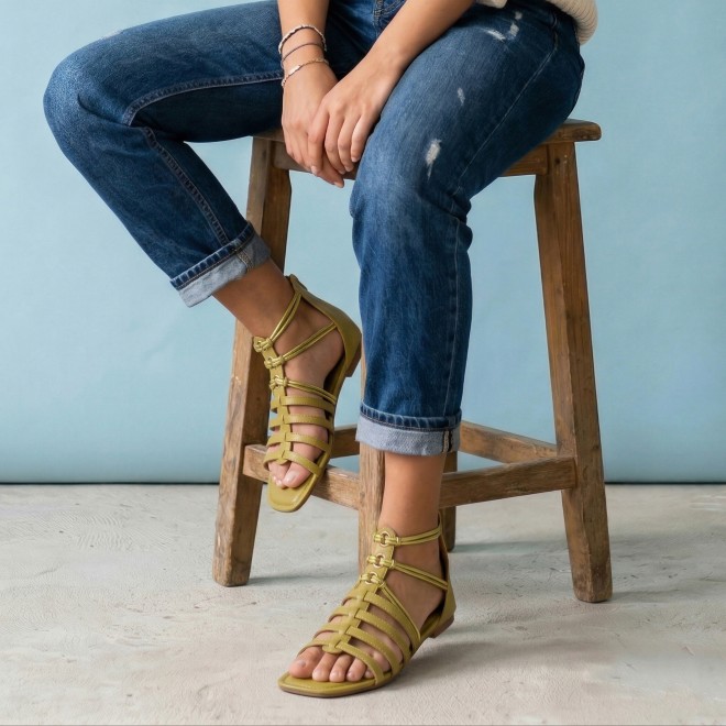 Mochi Women Yellow Casual Gladiators (SKU: 33-1344-33-37)